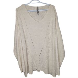 Penningtons Women’s 2XL Cream Knit V-Neck Oversized Sweater Poncho Style
